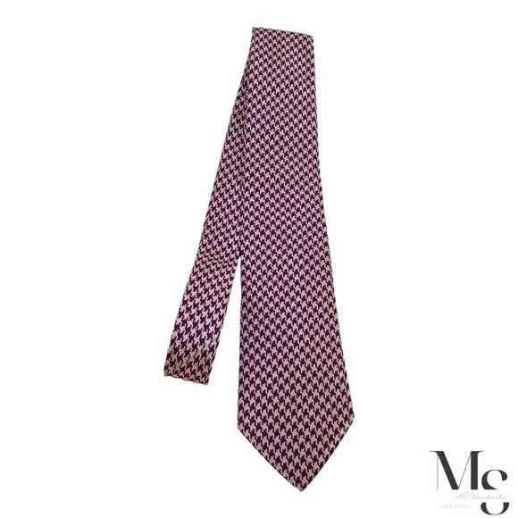FRANCO BASSI Purple Houndstooth Luxury Silk Tie Hand Made In Italy W:3.5" EX CON - Picture 4 of 7
